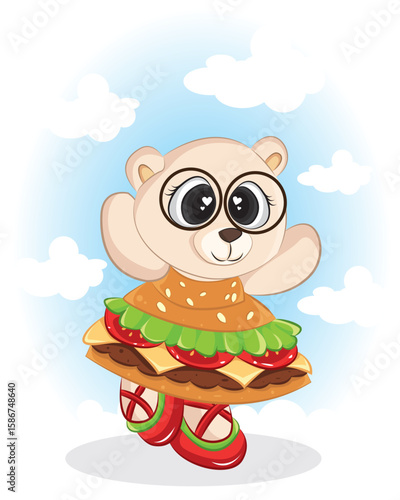 Cute Bears wearing a dress from a hamburger