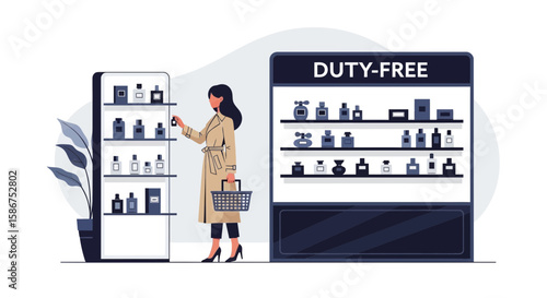 Elegant Woman Shopping For Perfume In A Modern Duty Free Store