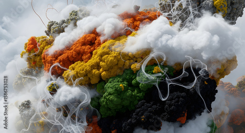 Colorful Powder Smoke Explosion Abstract Background