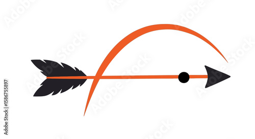 Archery Arrow Icon Vector Graphic of a Fletched Arrow Piercing a Target, Symbolizing Aim, Accuracy, and Precision