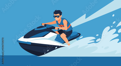 Exciting Watercraft Adventures Featuring A Young Man On A Jet Ski In A Dynamic Pose