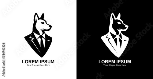Professional black suit dog head logo design