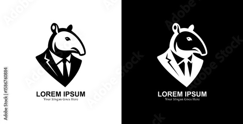 Professional black-suited tapir head logo design