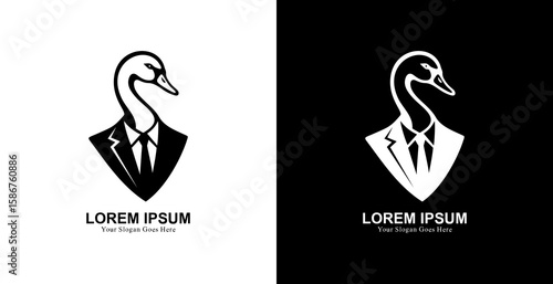 Professional black suit duck head logo design