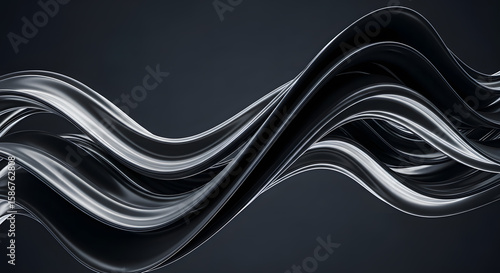 Abstract Metallic Dark Twisted Shape Background Modern Design