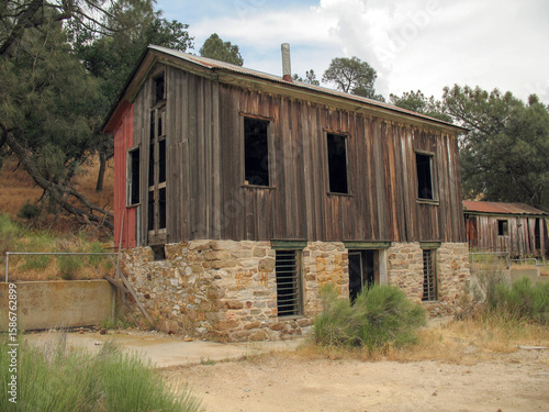 Abandoned wood and stone structure