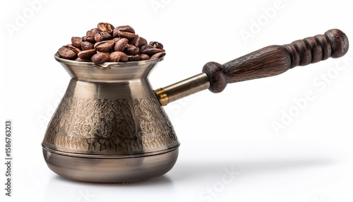 Wallpaper Mural  Metal turk with coffee beans isolated on white background Torontodigital.ca