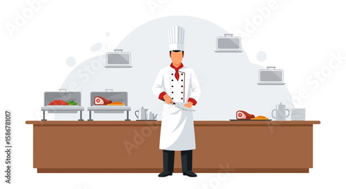 Professional Chef Preparing And Presenting Food In A Restaurant Setting