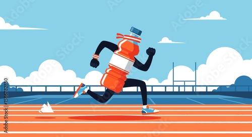 Hydration On The Track Running Bottle Athlete Reaching Goals For Sport