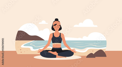 Serene Beach Yoga Session For Mindful Relaxation And Wellness Journey