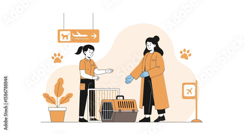 Pet Transportation At Airport Terminal Depicts Friendly Animal Care During Air Travel