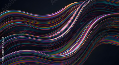 Abstract colorful flowing wavy lines with vibrant glowing texture, modern digital art background.