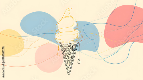 Line art of an ice cream cone