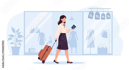 Stylish Traveler Heads To Airport For Luxury Shopping Spree And Vacation