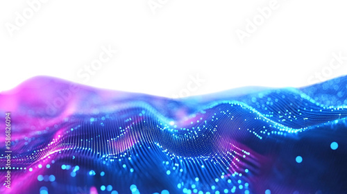 Futuristic light beam glitch effect in blue neon colors with data trail motion design isolated on transparent background 