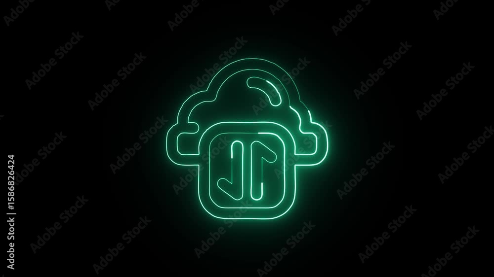 Cloud Transfer Animation with Glowing Lines on Black Background Cloud Transfer Animation with Glowing Lines on Black Background
