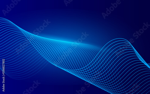 technology abstract background.blue gradient with shining waves lines colorful.modern background