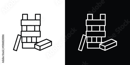 Wooden block icon for Apps. Icon Design Template.