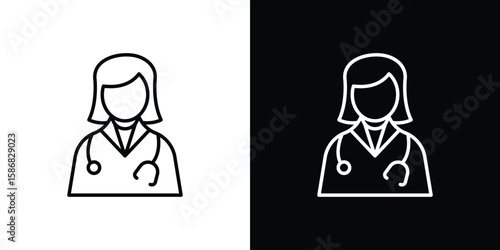 Woman Doctor icon for Apps. Icon Design Template.