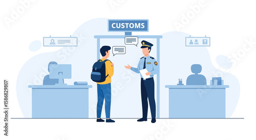 Traveler At Customs For Inspection After Arrival From International Trip
