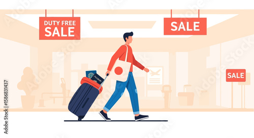 Traveler Purchases At Duty Free Shops During Sale Period In The Airport