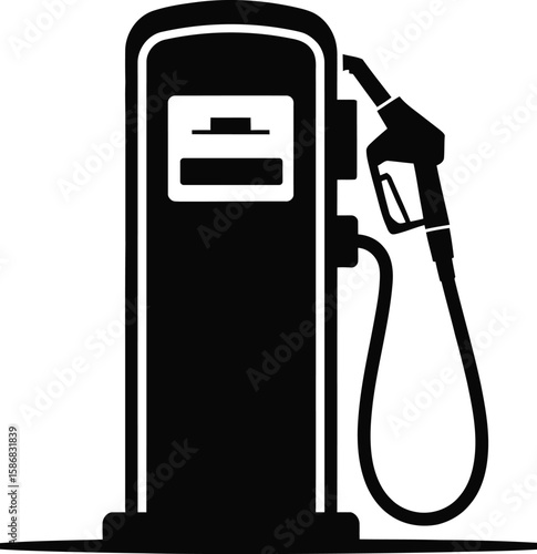 Vintage Fuel Pump Icon Silhouette – Gas Station Symbol Vector Isolated