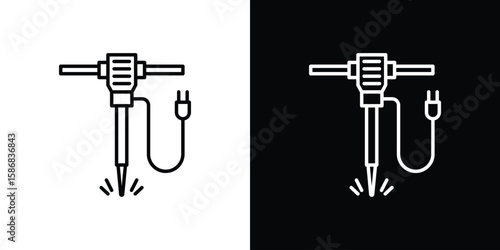 Hydraulic breaker icon for Apps. Icon Design Template.