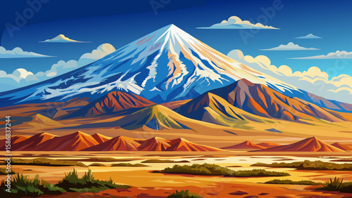 Mount Ararat Viewpoint, Eastern Anatolia, Turkey – The majestic, snow-capped peak dominates flat plains. A symbol of heritage and power, this landmark offers spiritual and bold framing for iconic 
