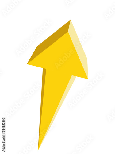 立体的な矢印　黄色