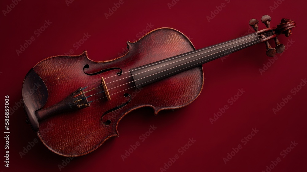 Fototapeta premium Dark red violin instrument