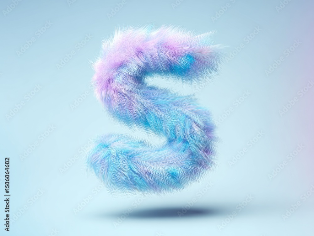 Fototapeta premium Fluffy, pastel-colored letter S design.