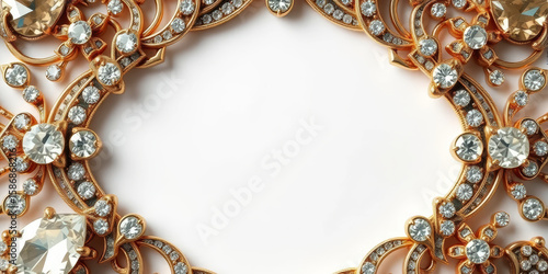 Elegant gold frame adorned with sparkling gemstones