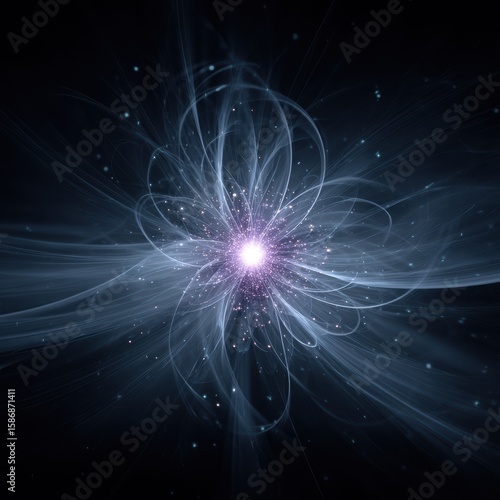 Abstract Illustration of Energy Burst in Space with Colorful Swirls