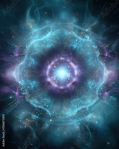 Ethereal cosmic swirl with luminous energy and vibrant colors