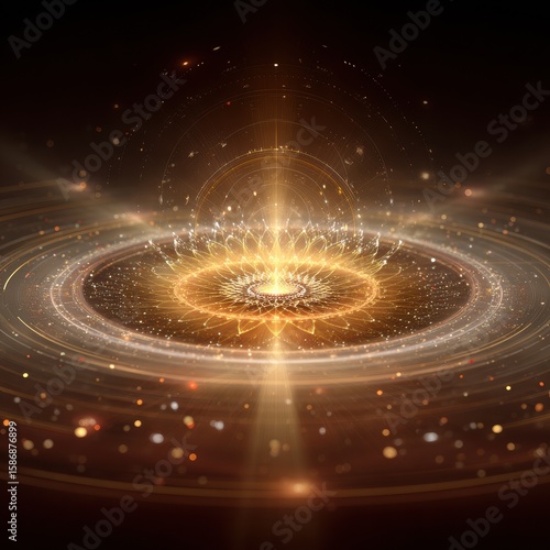 Abstract Golden Light Burst with Cosmic Energy and Particles