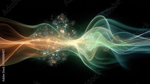 Abstract waves with luminous particles in dark space background