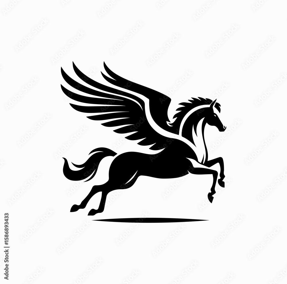 Fototapeta premium Vector Silhouette Logo of Pegasus the Winged Horse – Greek Mythology Icon