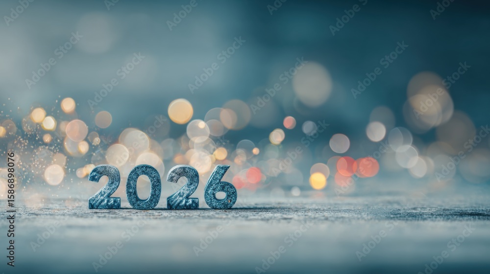 Obraz premium New year 2026 is approaching with sparkling decorations and festive anticipation