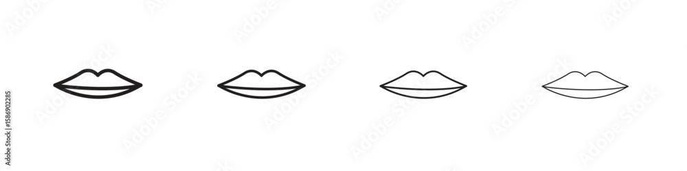 Fototapeta premium Thin lips icon simple black vectors pack. Design infographic element
