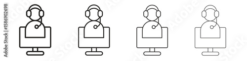 Tech support icon simple black vectors pack. Design infographic element