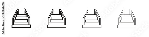 Stairs icon simple black vectors pack. Design infographic element