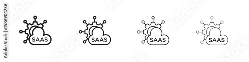 SaaS icon simple black vectors pack. Design infographic element