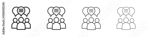 Public opinion icon simple black vectors pack. Design infographic element