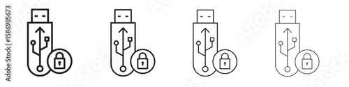 Pendrive security icon simple black vectors pack. Design infographic element