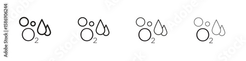 Oxygen O2 icon simple black vectors pack. Design infographic element