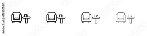 Lounge icon simple black vectors pack. Design infographic element
