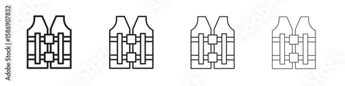 Lifejacket icon simple black vectors pack. Design infographic element