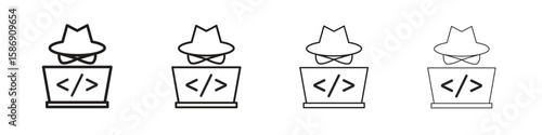 Hacker icon simple black vectors pack. Design infographic element