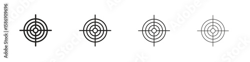 Gun target icon simple black vectors pack. Design infographic element