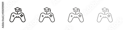 Game based learning icon simple black vectors pack. Design infographic element